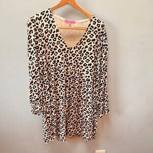 Leopard Print Simply Southern Womens Long Sleeve‎ Dress Small